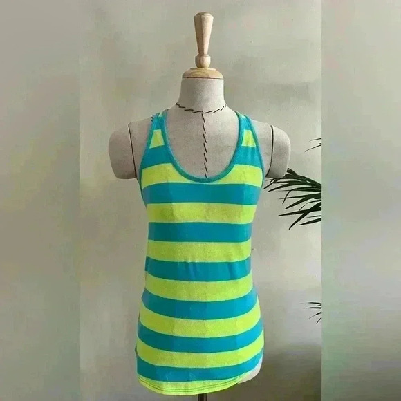 CLEARANCE | Splendid Raceback Tank Top | XS | Layering Top | Bright Blue Yellow - Picture 4 of 6